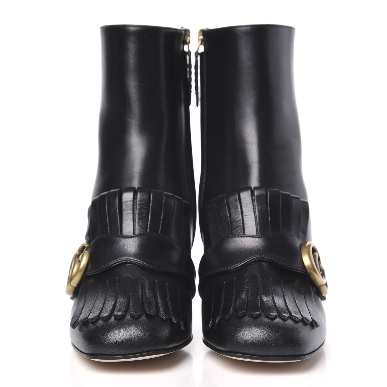 Gucci Malaga Kid GG Marmont Fringe 75mm Ankle Boots 36.5 Black 2 of 9