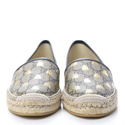 Gucci GG Supreme Monogram Bees Espadrille Flats 36 Beige Ebony Oro Black 2 of 10