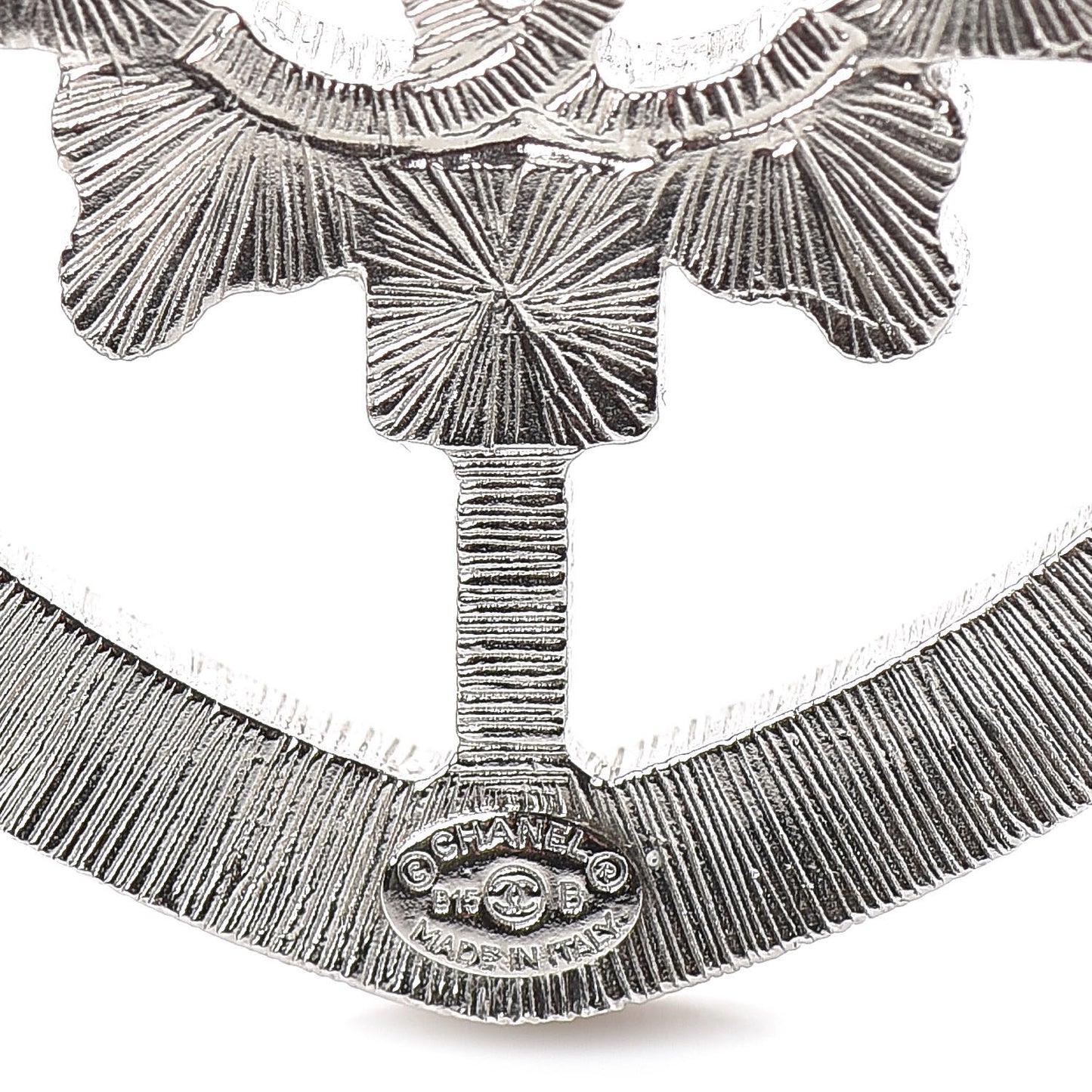 Swarovski Baguette Crystal CC Shield Brooch Silver