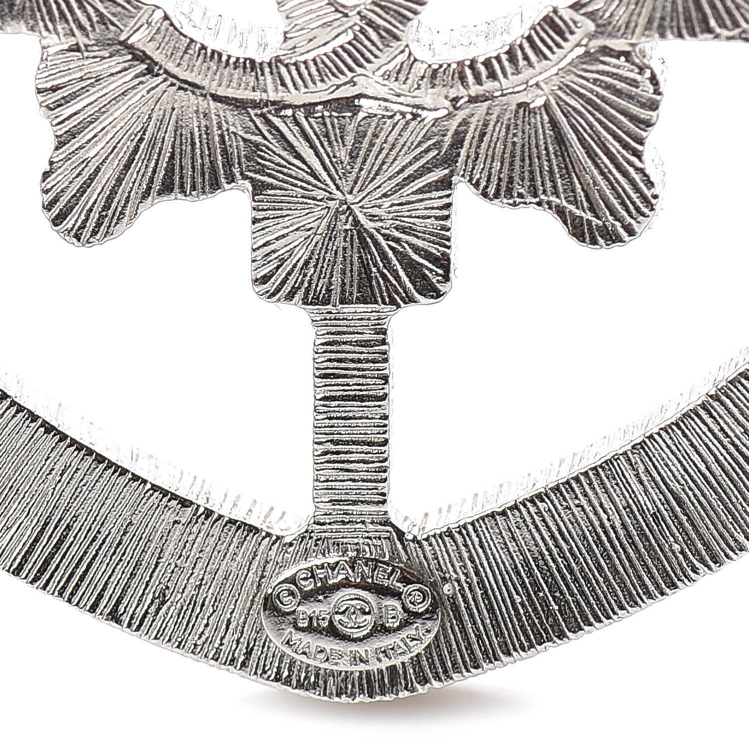 Chanel Swarovski Baguette Crystal CC Shield Brooch Silver 4 of 5