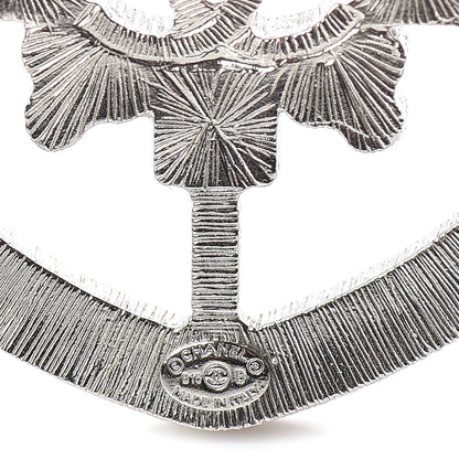 Chanel Swarovski Baguette Crystal CC Shield Brooch Silver 4 of 5