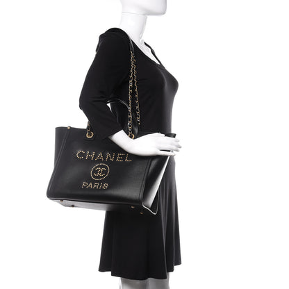 Chanel Caviar Small Studded Deauville Tote Black 2 of 11