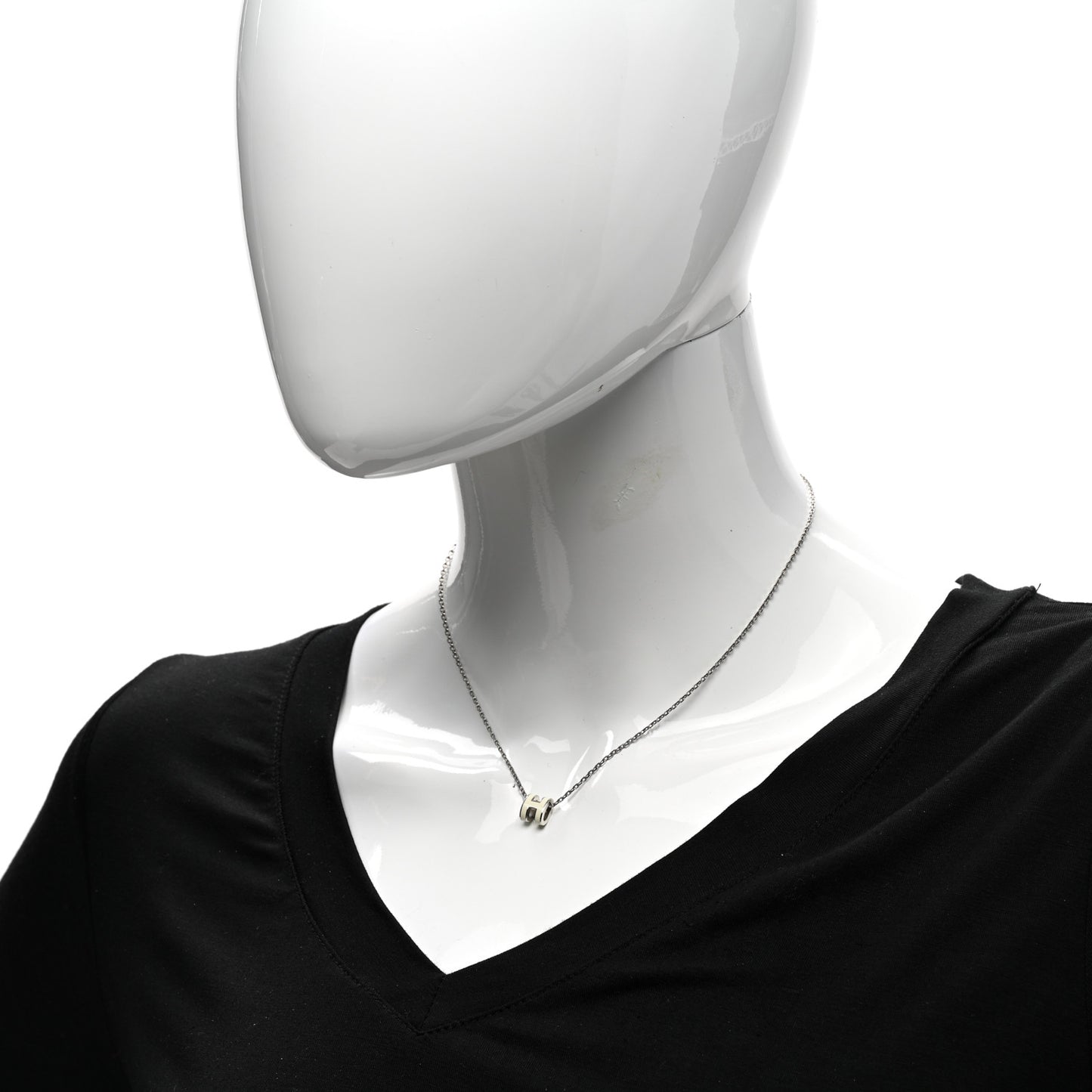 Lacquered Palladium Mini Pop H Pendant Necklace White