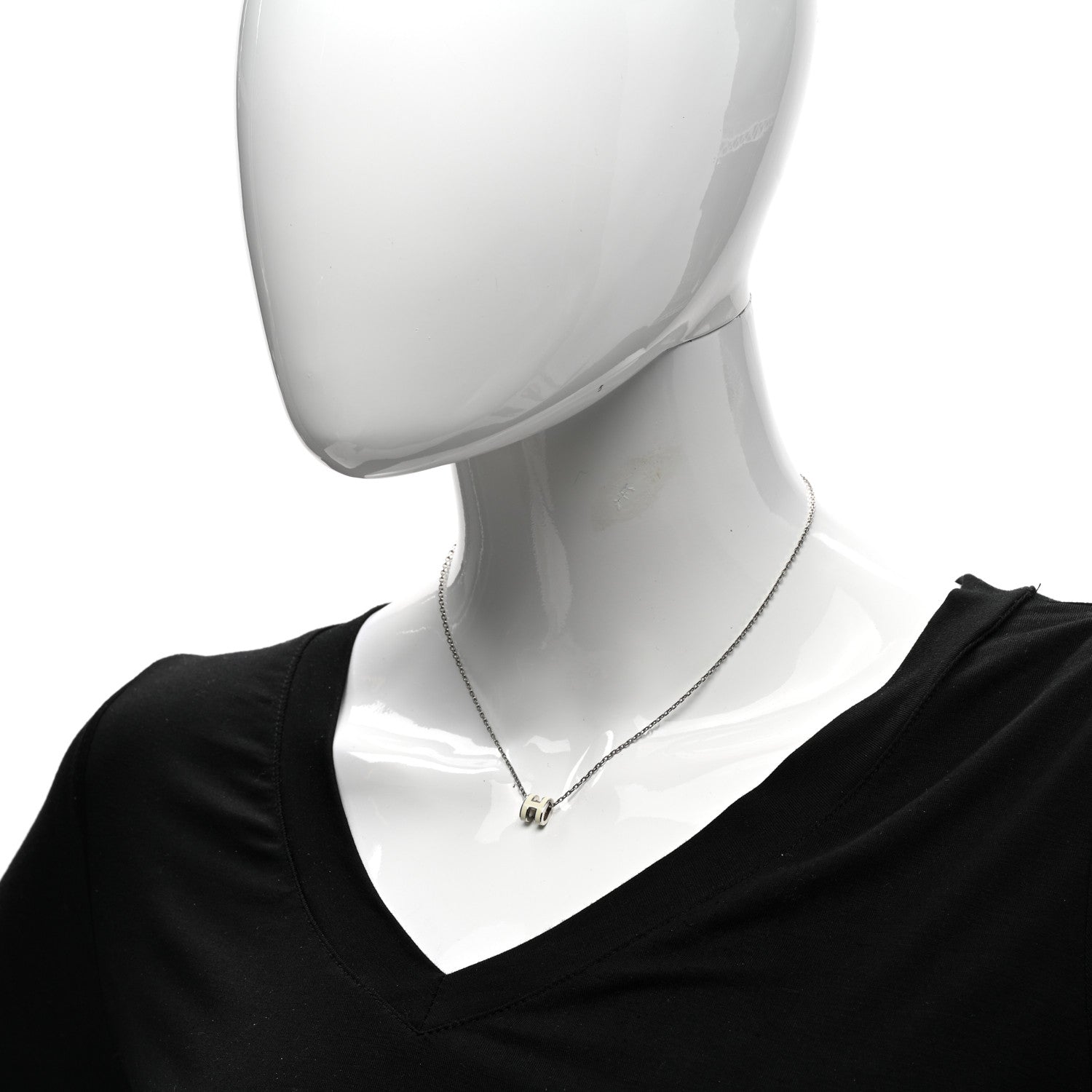 Hermes Lacquered Palladium Mini Pop H Pendant Necklace White 2 of 7
