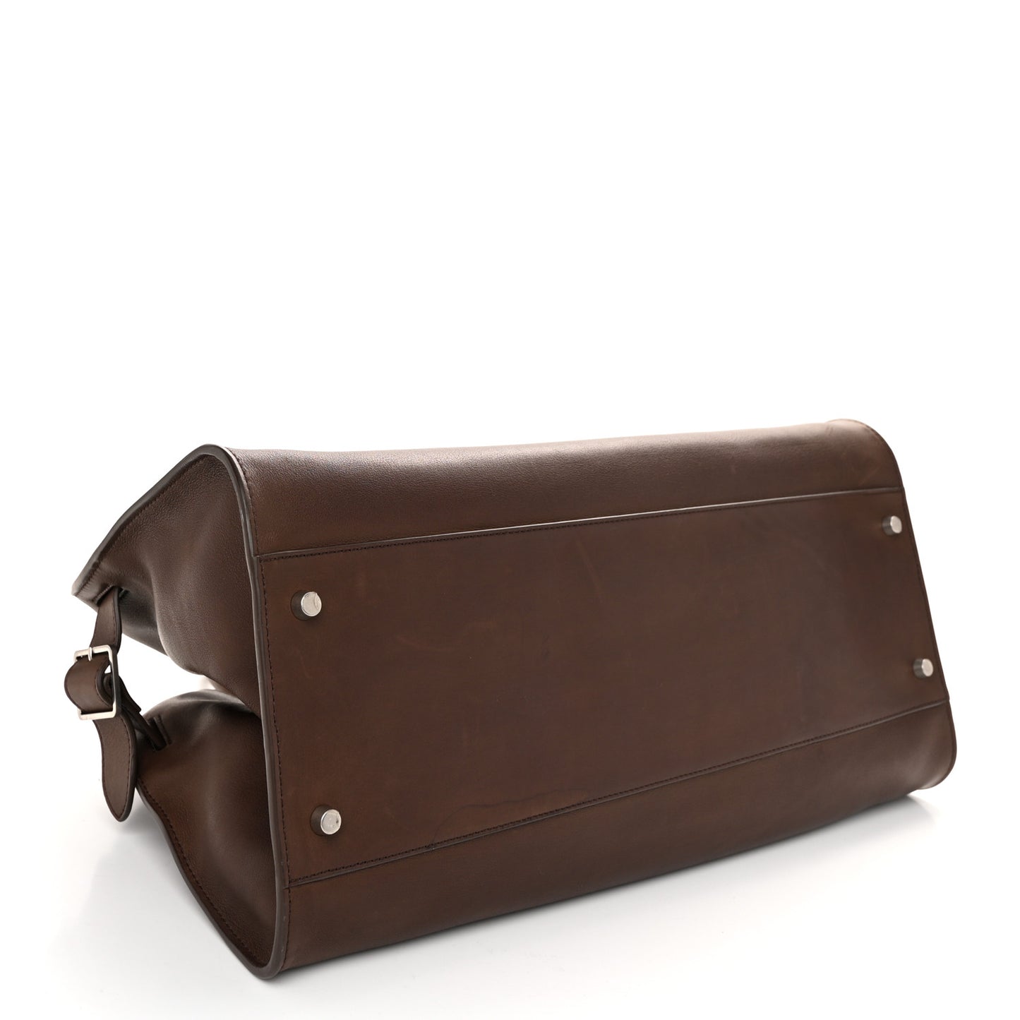 Polished Saddle Calfskin EW Margaux Chestnut Dark Chocolate