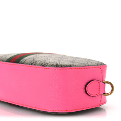 Gucci GG Supreme Monogram Textured Dollar Calfskin Web Ophidia Small Crossbody Bag Beige Ebony Fuchsia 10 of 10