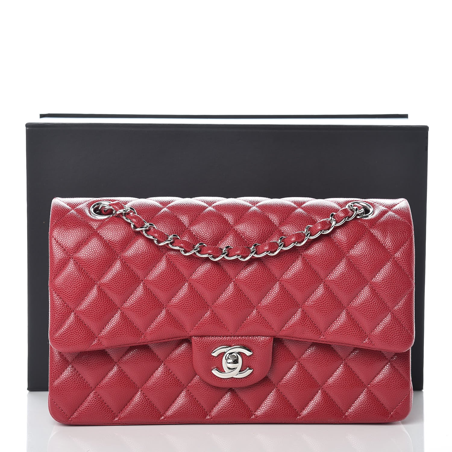 Chanel Caviar Quilted Medium Double Flap Dark Red 12 of 12