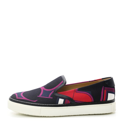Hermes Toile Womens Les Coupes Kick Slip On Sneakers 37.5 Pourpre 1 of 8