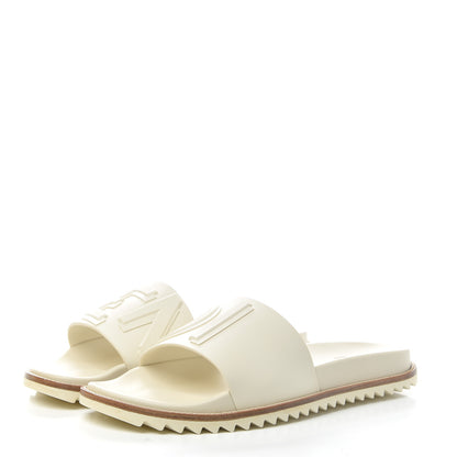 Fendi Rubber Raised Logo Slide Sandals 10 Panna 3 of 9