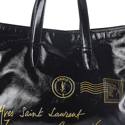 Saint Laurent Textured Patent Y-Mail Tote Black 7 of 9