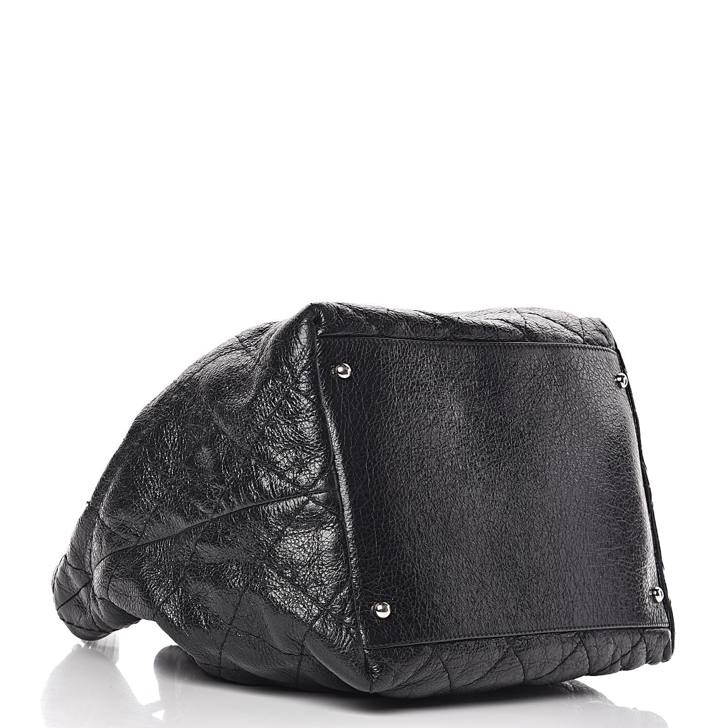 Chanel Glazed Calfskin On The Road Drawstring Tote Black 4 of 14