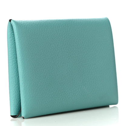 Hermes Evercolor Calvi Card Case Bleu Atoll 3 of 11