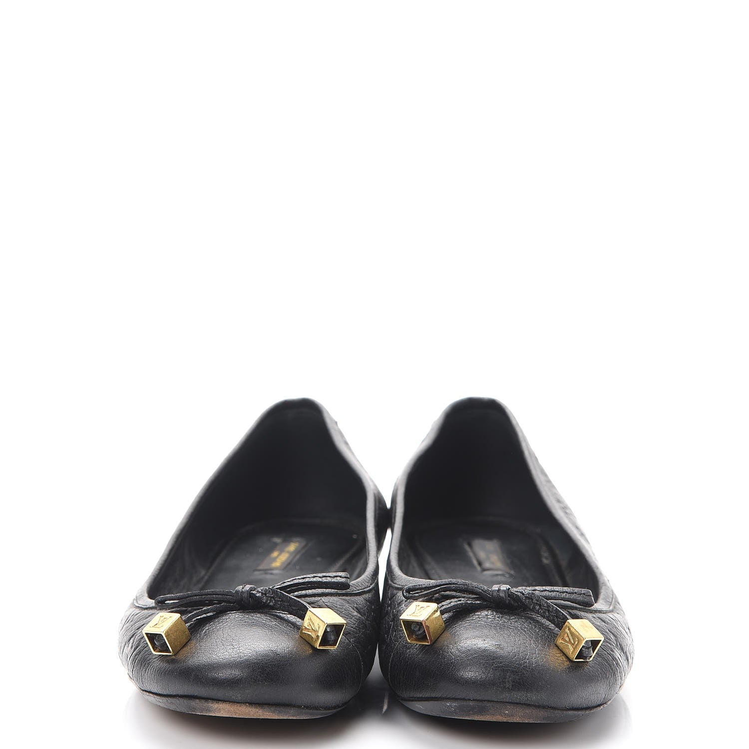 Louis Vuitton Monogram Calfskin Embossed Debbie Ballerina Flats 37 Black 2 of 10