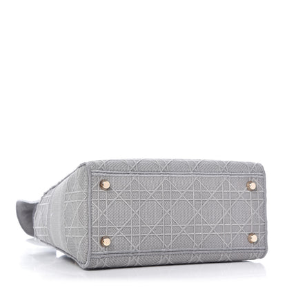 Christian Dior Canvas Embroidered Cannage Medium Lady D-Lite Gray 4 of 11