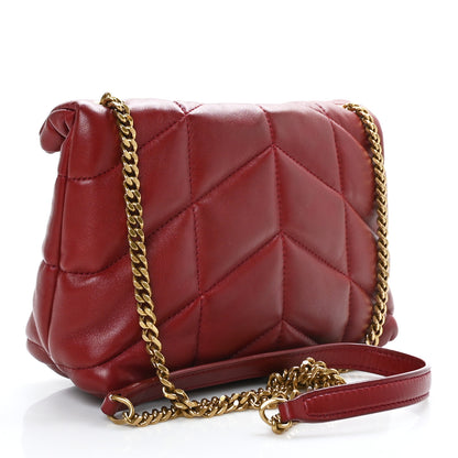Saint Laurent Lambskin Quilted Toy Loulou Puffer Monogram Chain Satchel Red 3 of 9