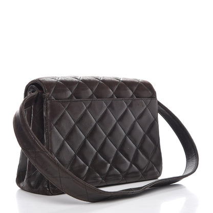 Chanel Lambskin Quilted Flap Shoulder Bag Dark Brown 3 of 19