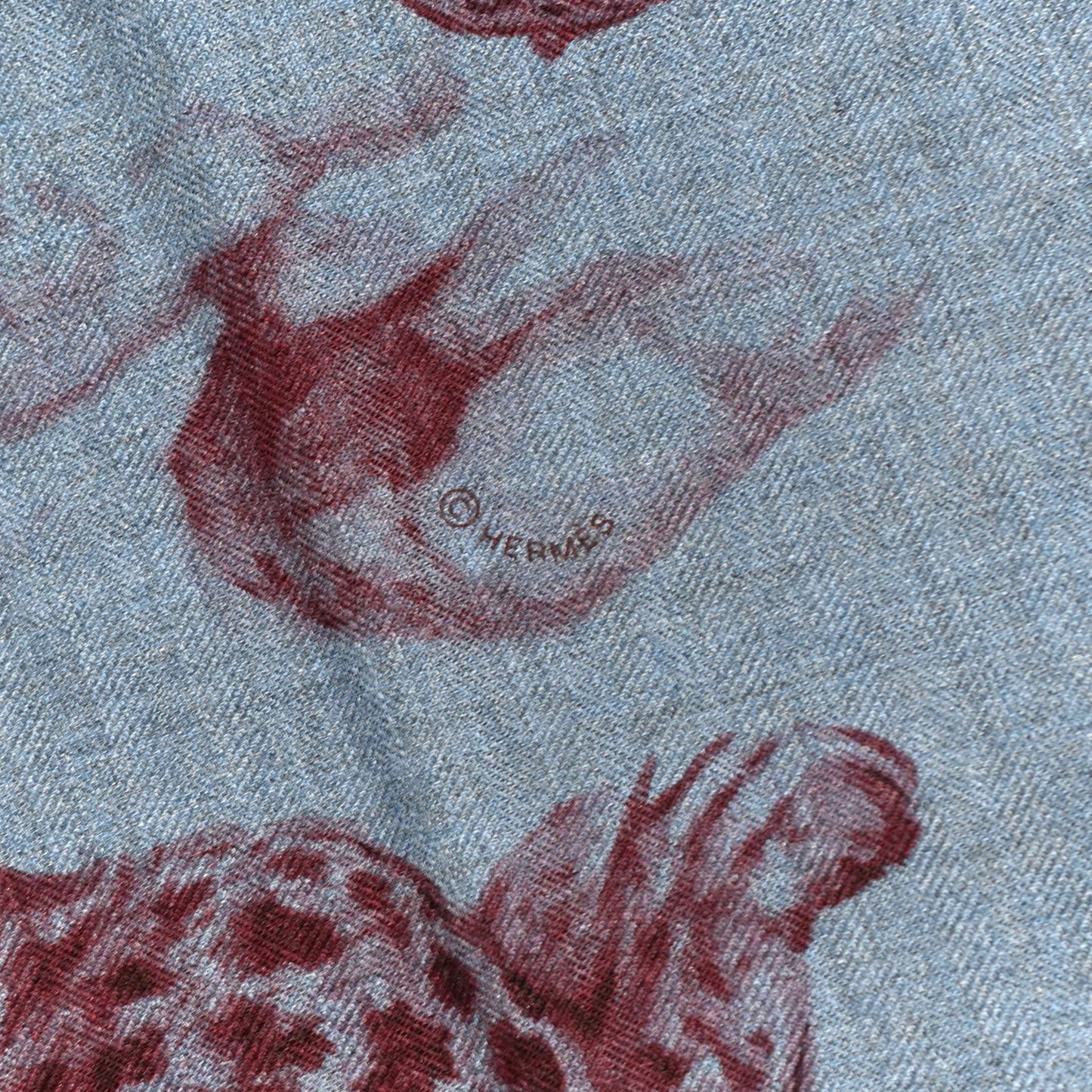 Cashmere Silk Dans L'atelier Shawl 140 Bleu Chine Prune Cassis