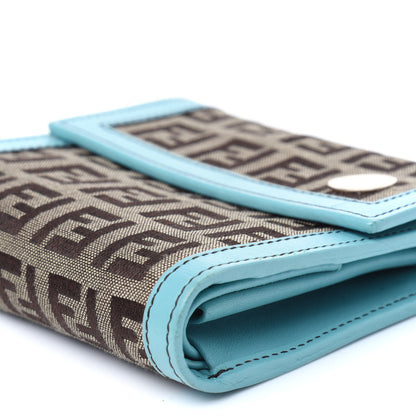 Fendi Zucchino Compact Wallet Brown Blue 13 of 18