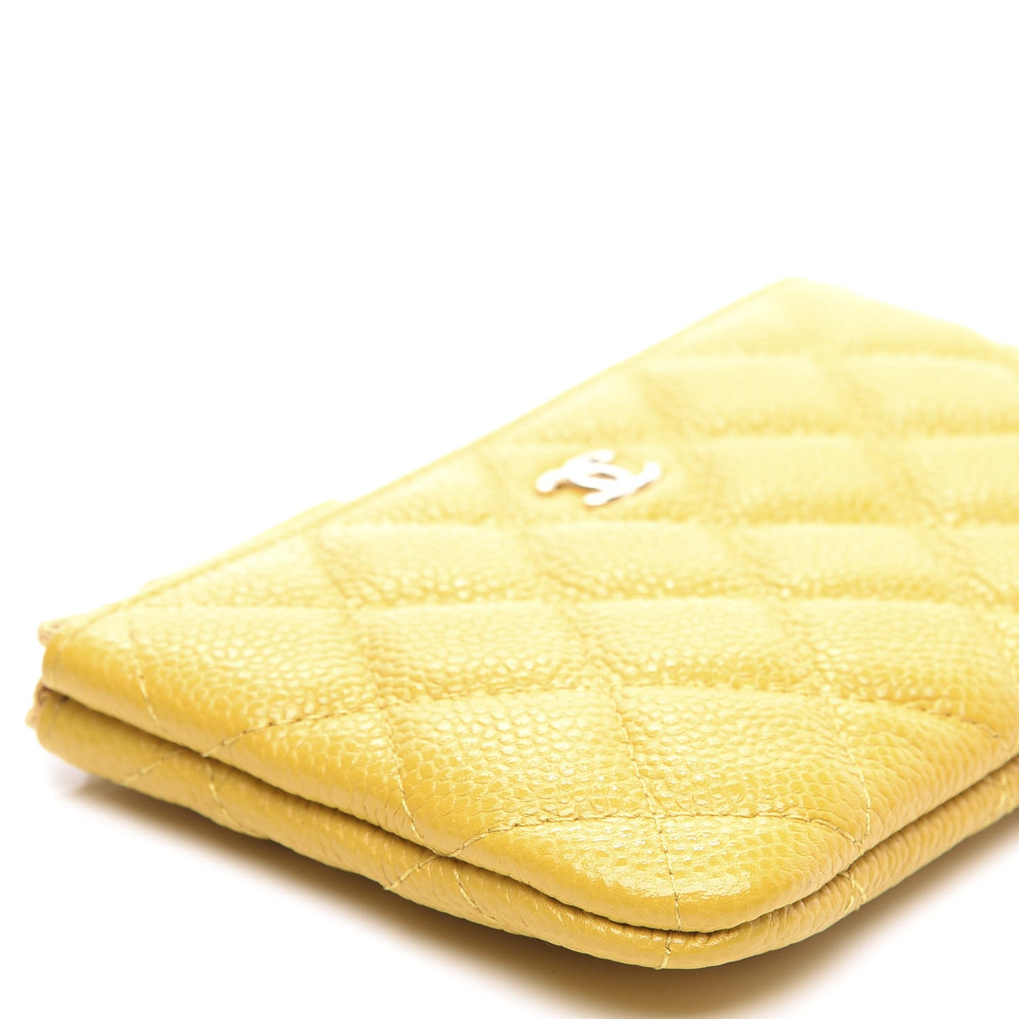 Caviar Quilted Small Cosmetic Case Yellow