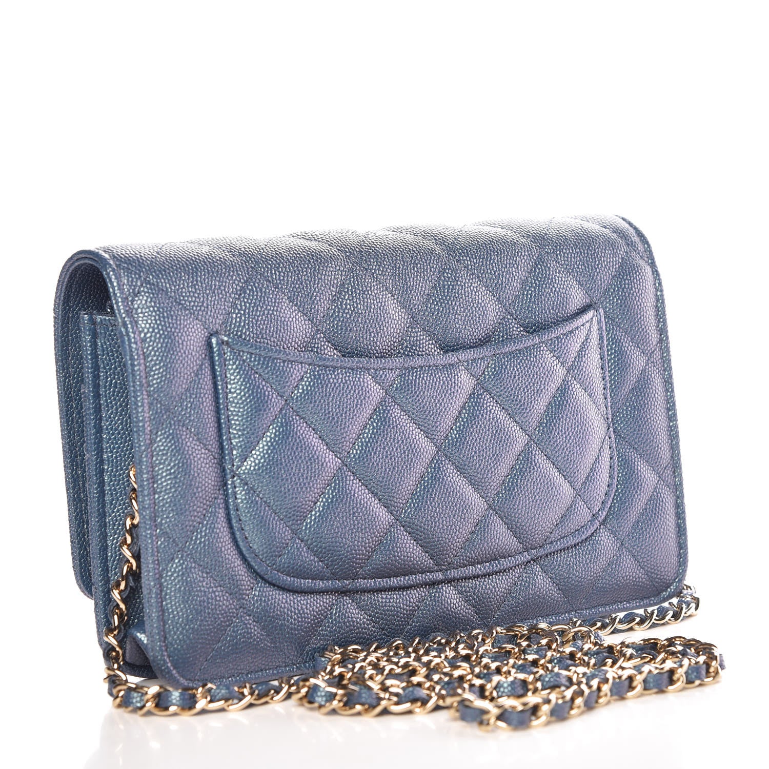 Chanel Iridescent Caviar Quilted Wallet on Chain WOC Dark Blue 4 of 12