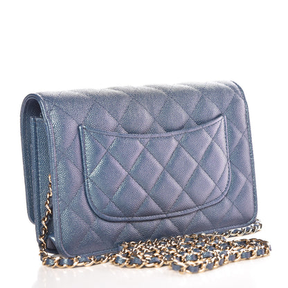 Chanel Iridescent Caviar Quilted Wallet on Chain WOC Dark Blue 4 of 12