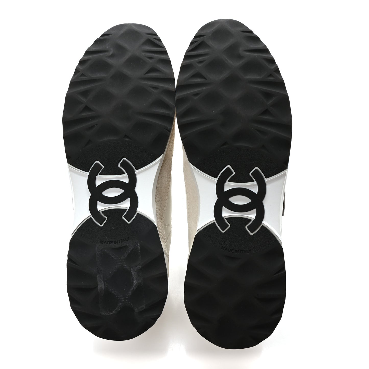 Calfskin Suede CC Womens Sneakers 36 White Black