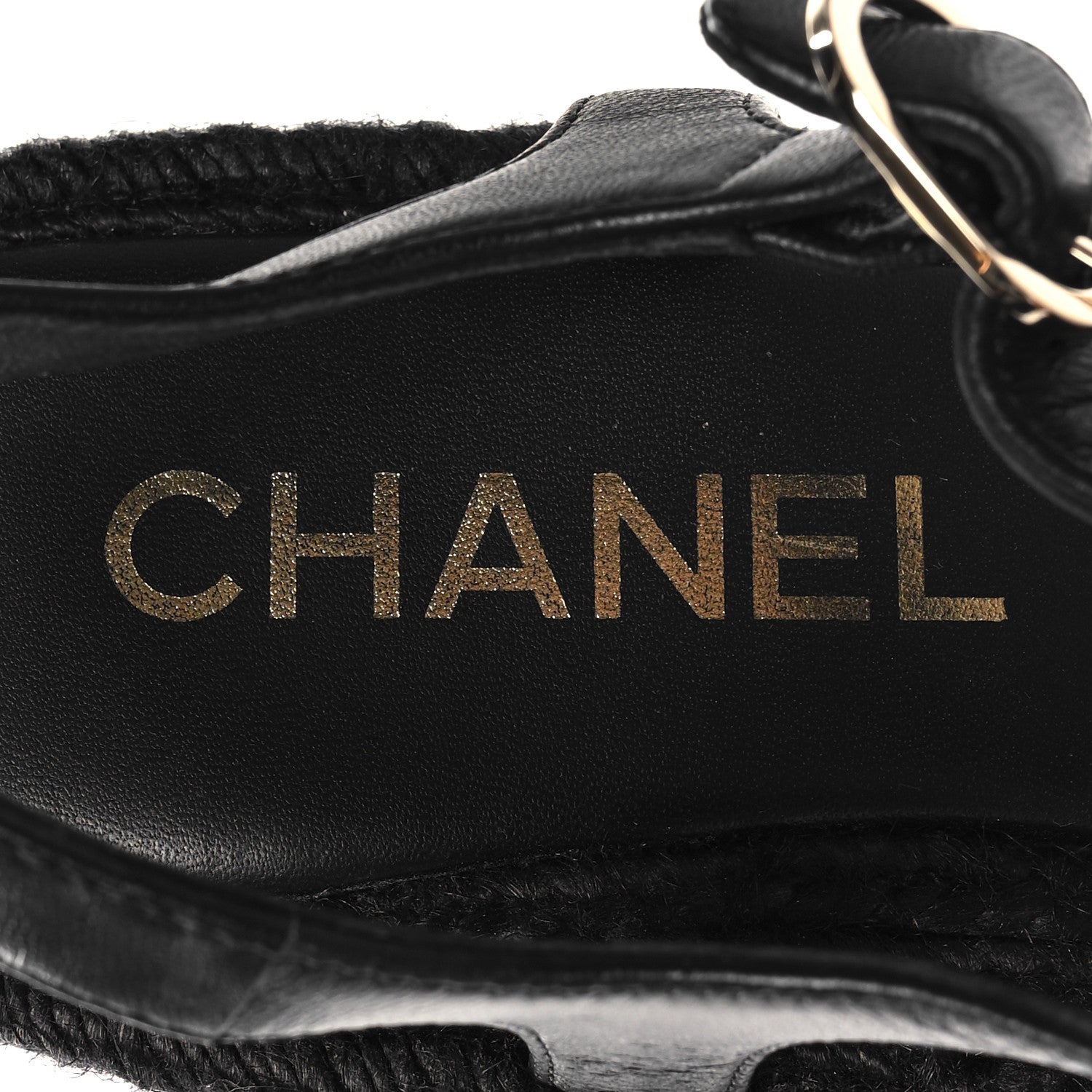 Chanel Lambskin Espadrille Sandals 37 Black 8 of 8