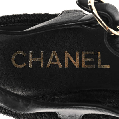 Chanel Lambskin Espadrille Sandals 37 Black 8 of 8