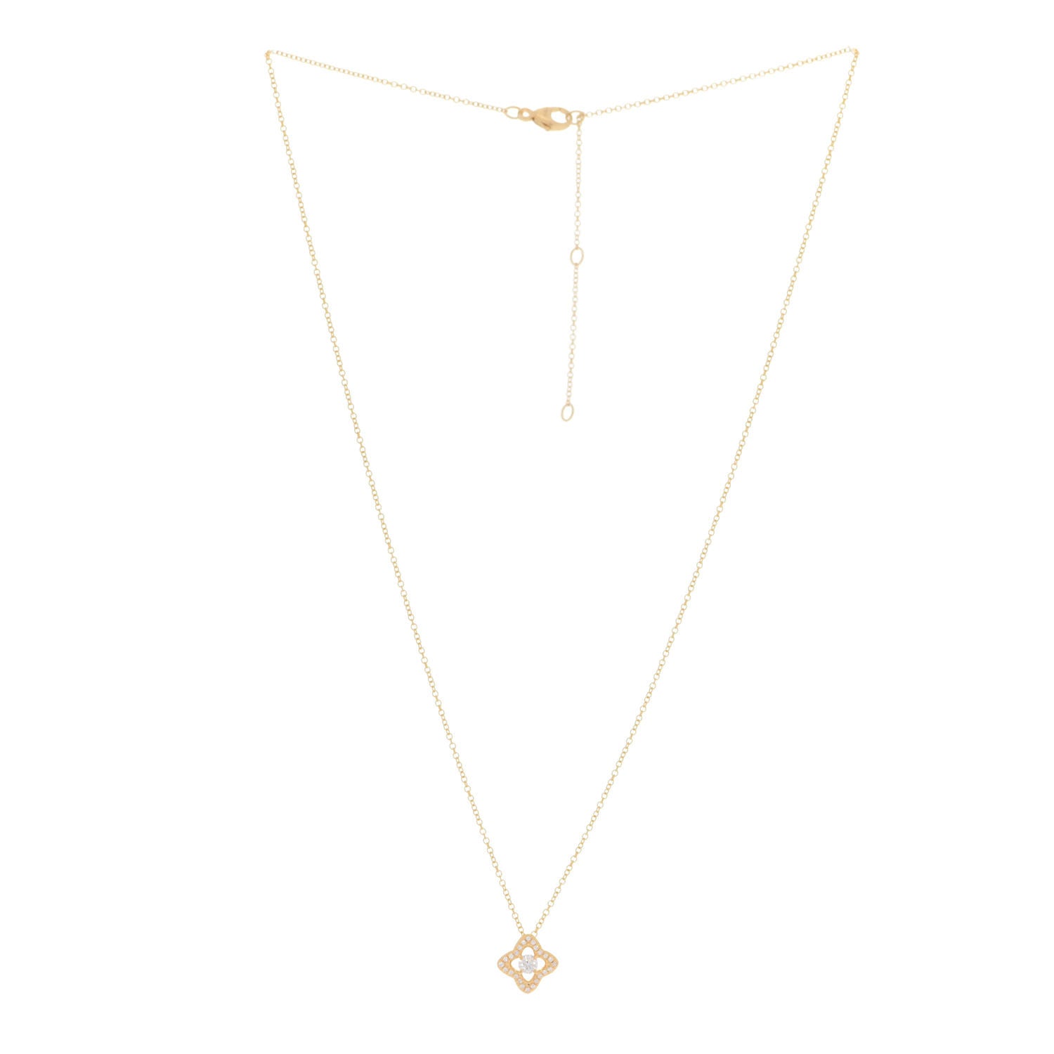 David Yurman 18K Yellow Gold Diamond Venetian Quatrefoil Pendant Necklace 3 of 5