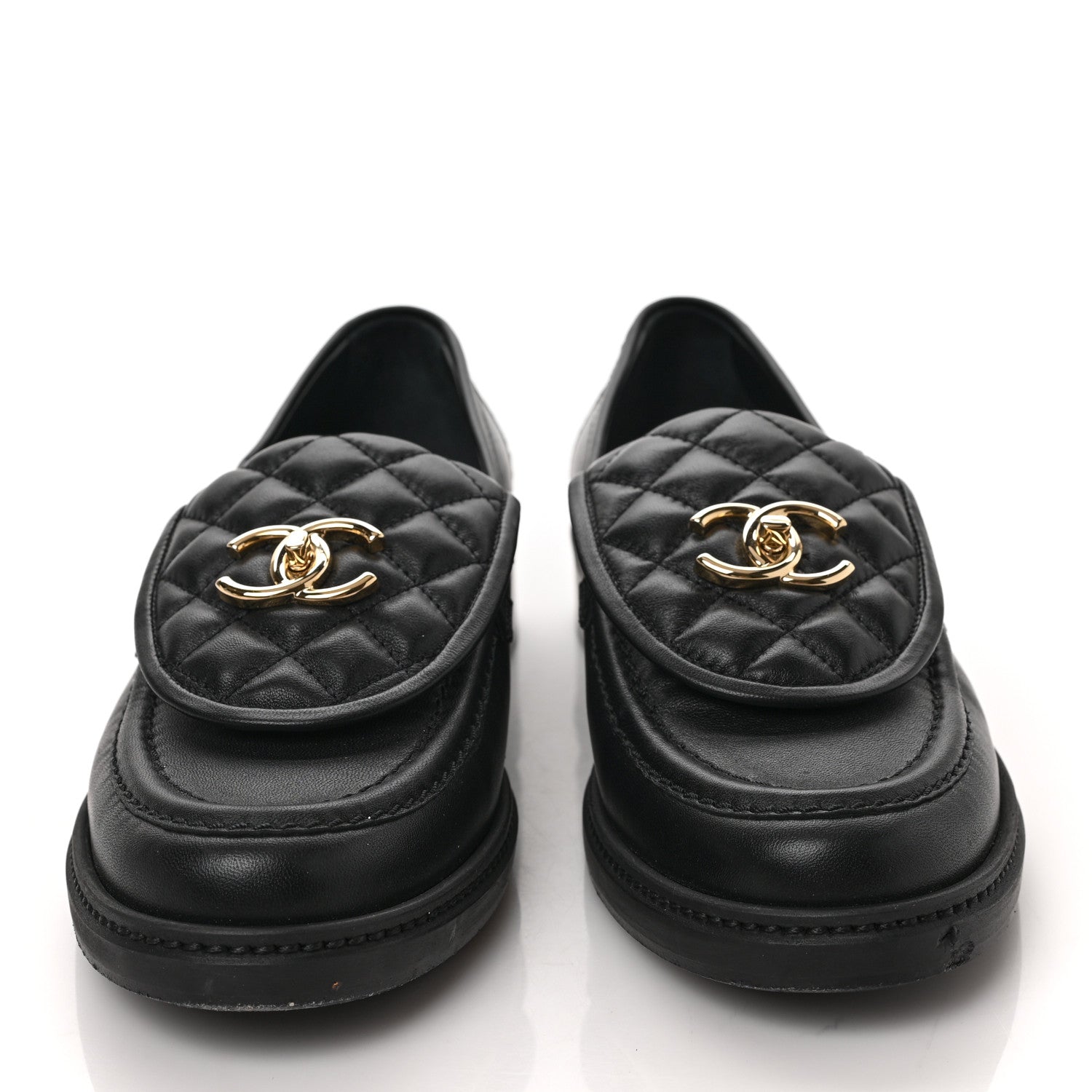 Chanel Lambskin Quilted CC Turnlock Loafers 40 Black 2 of 9