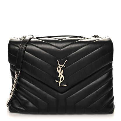 Saint Laurent Calfskin Y Quilted Monogram Medium Loulou Chain Satchel Black 1 of 11