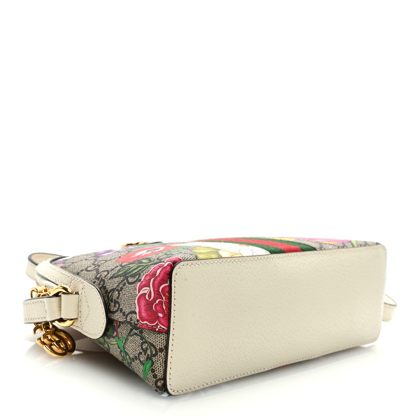 GG Supreme Monogram Flora Web GG Small Ophidia Dome Shoulder Bag White