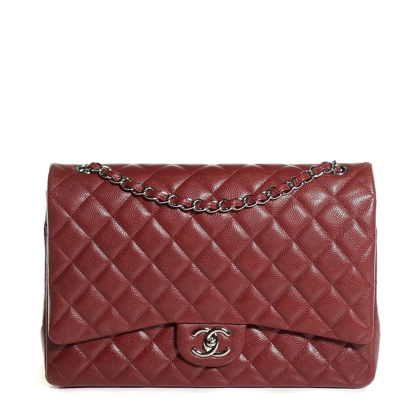 Caviar Quilted Maxi Double Flap Red