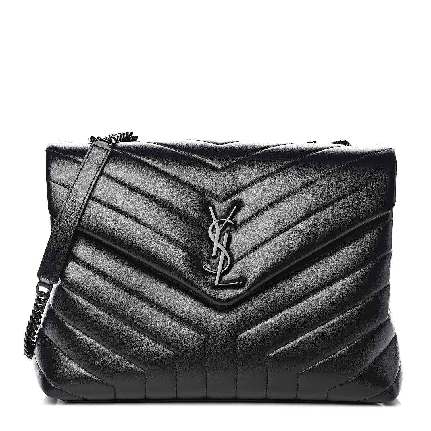 Saint Laurent Calfskin Y Quilted Monogram Medium Loulou Chain Satchel Black 1 of 12