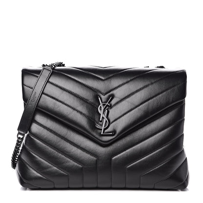 Saint Laurent Calfskin Y Quilted Monogram Medium Loulou Chain Satchel Black 1 of 12