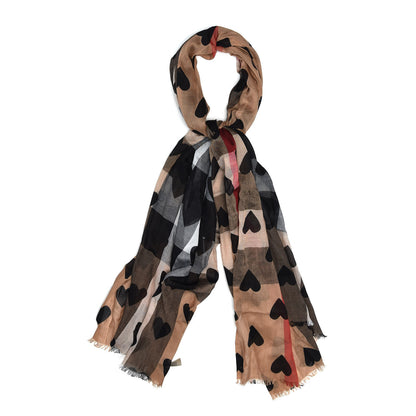 Burberry Modal Cashmere Silk Check Heart Print Lightweight Scarf 1 of 5