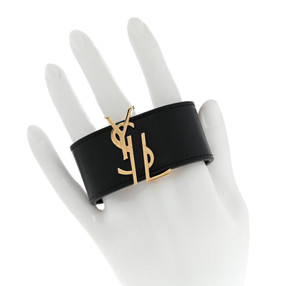 Saint Laurent Calfskin Monogram Bracelet Black 2 of 7