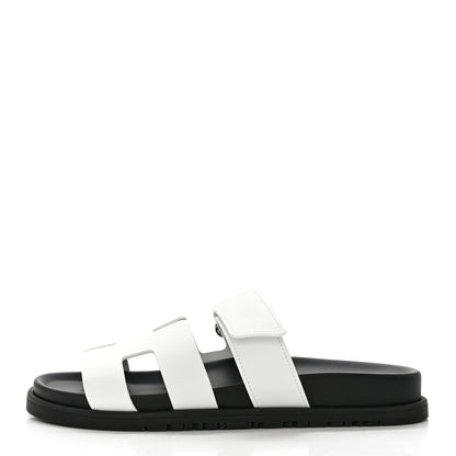 Hermes Calfskin Womens Chypre Sandals 36.5 White 1 of 9