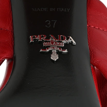 Prada Nappa Logo Quilted Crisscross 65mm Block Heel Slide Sandals 37 Red 6 of 8