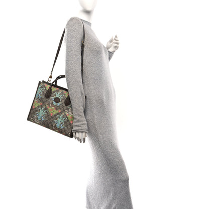 Gucci GG Supreme Monogram Tiger Savanah Textured Dollar Calfskin Small Retro Interlocking G Tote Bag Beige Ebony Multicolor New Acero 2 of 10