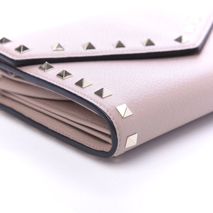 Valentino Garavani Pebbled Calfskin Rockstud Envelope Wallet on Chain Poudre 6 of 10