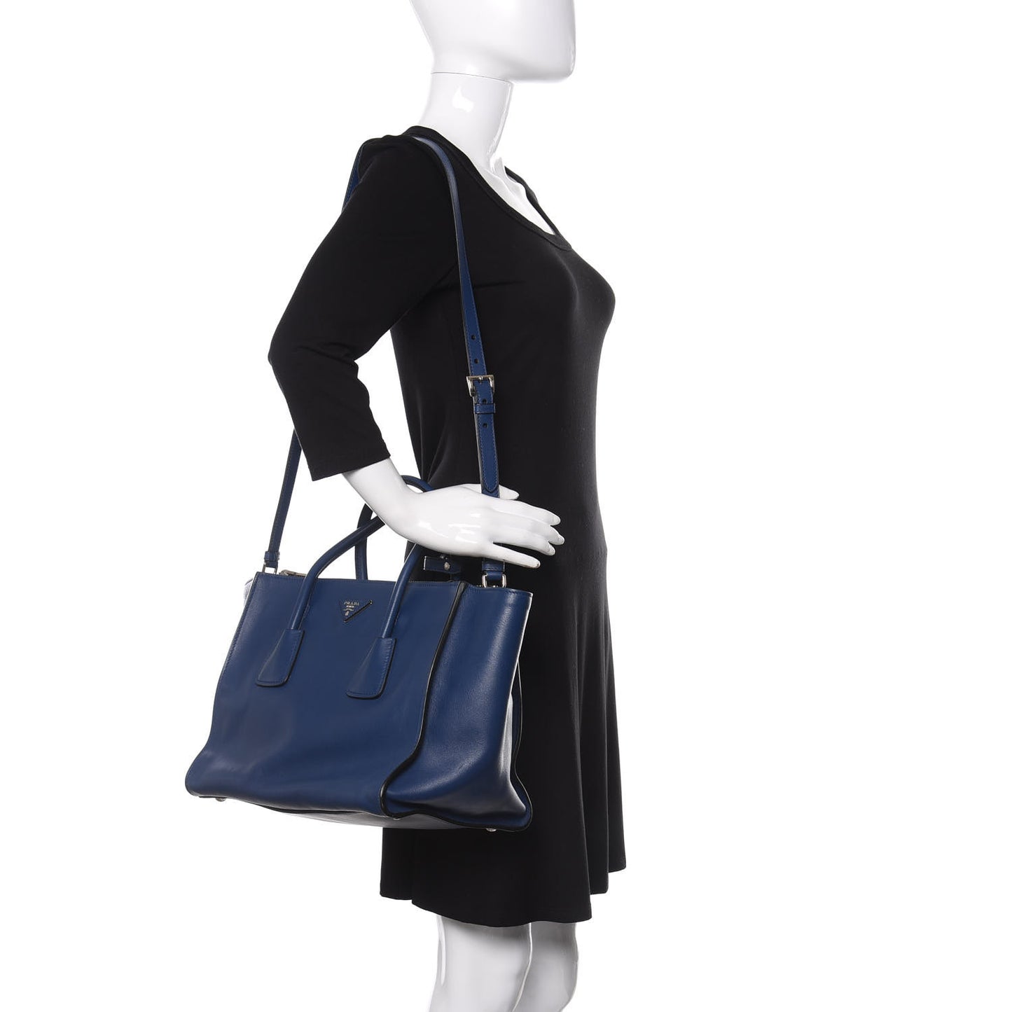 Glace Calfskin Twin Pocket Tote Bluette