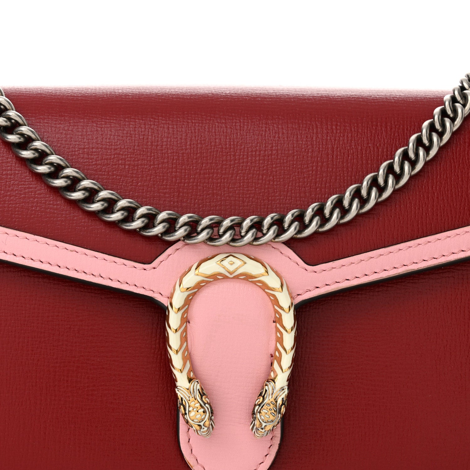Gucci Azalea Calfskin Enamel Mini Dionysus Chain Wallet New Cherry Red Wild Rose Off White 8 of 15