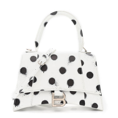 Balenciaga Smooth Calfskin Spray Polka Dot Small Hourglass Top Handle Bag White Black 1 of 10