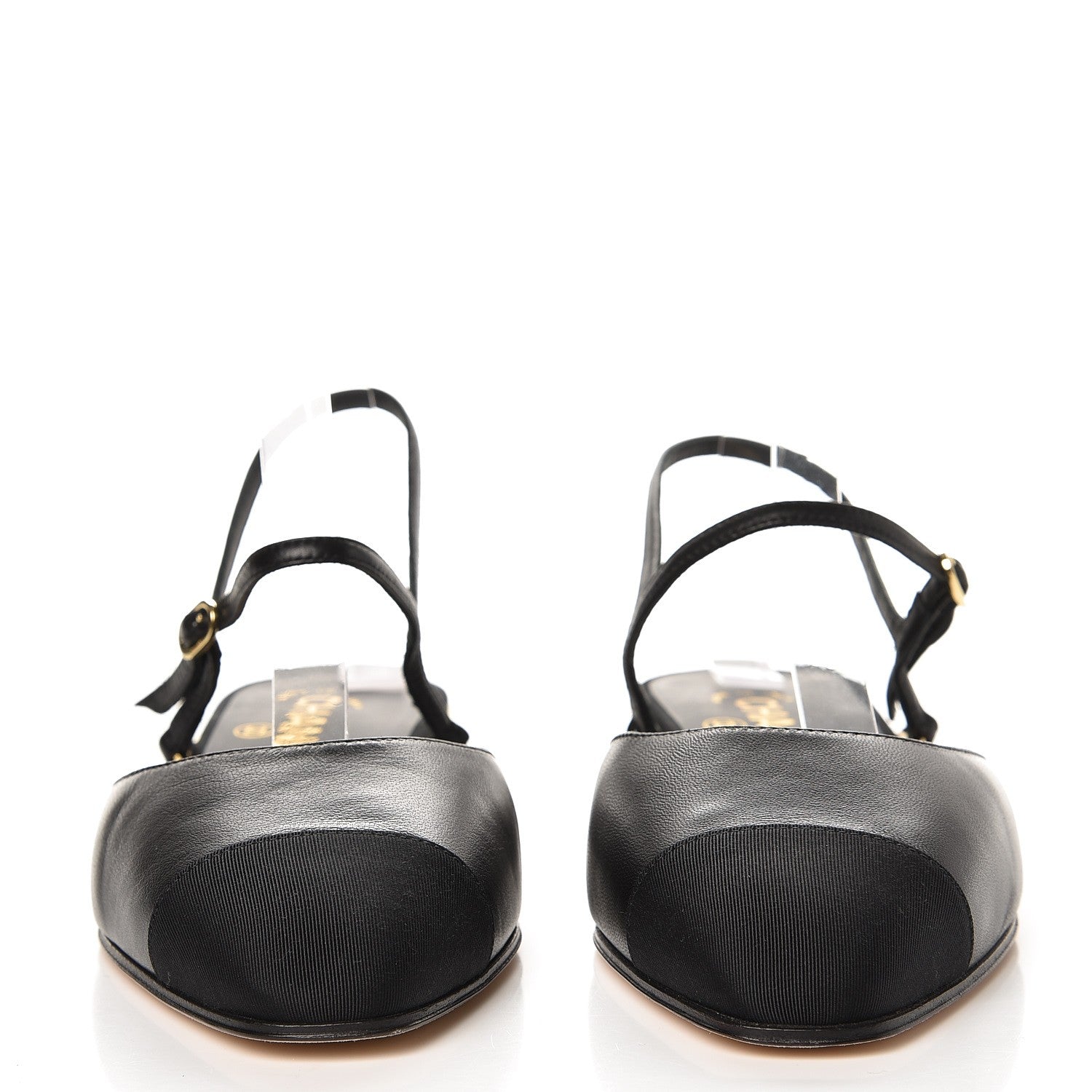 Chanel Lambskin Grosgrain Cap Toe CC Slingback Sandals 38.5 Black 3 of 10