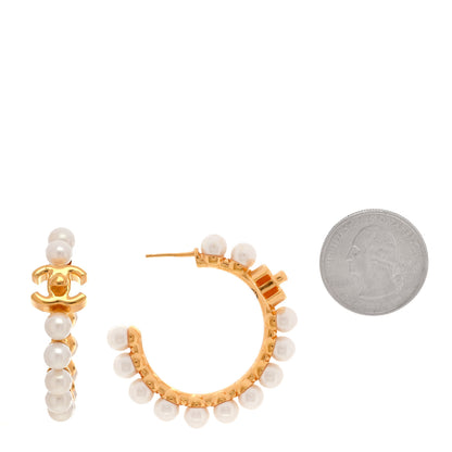 Chanel Pearl CC More Is More Small Hoop Earrings Gold 2 of 5