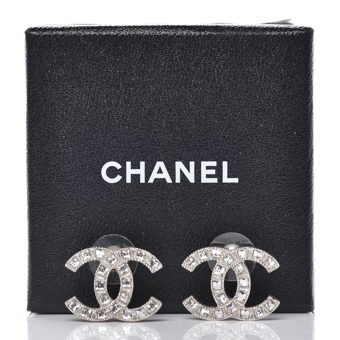 Baguette Crystal CC Earrings Silver