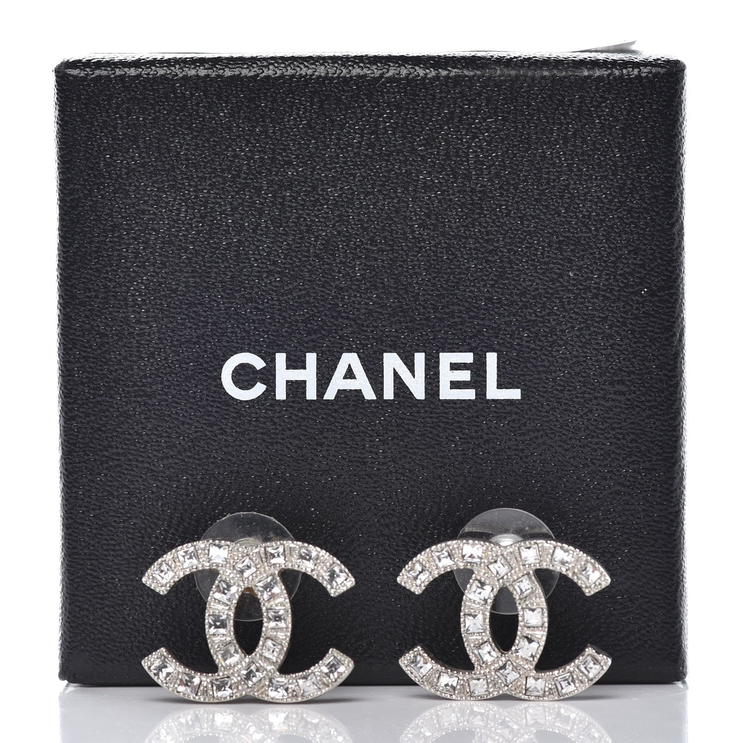 Chanel Baguette Crystal CC Earrings Silver 5 of 5