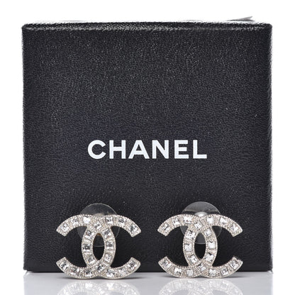 Chanel Baguette Crystal CC Earrings Silver 5 of 5