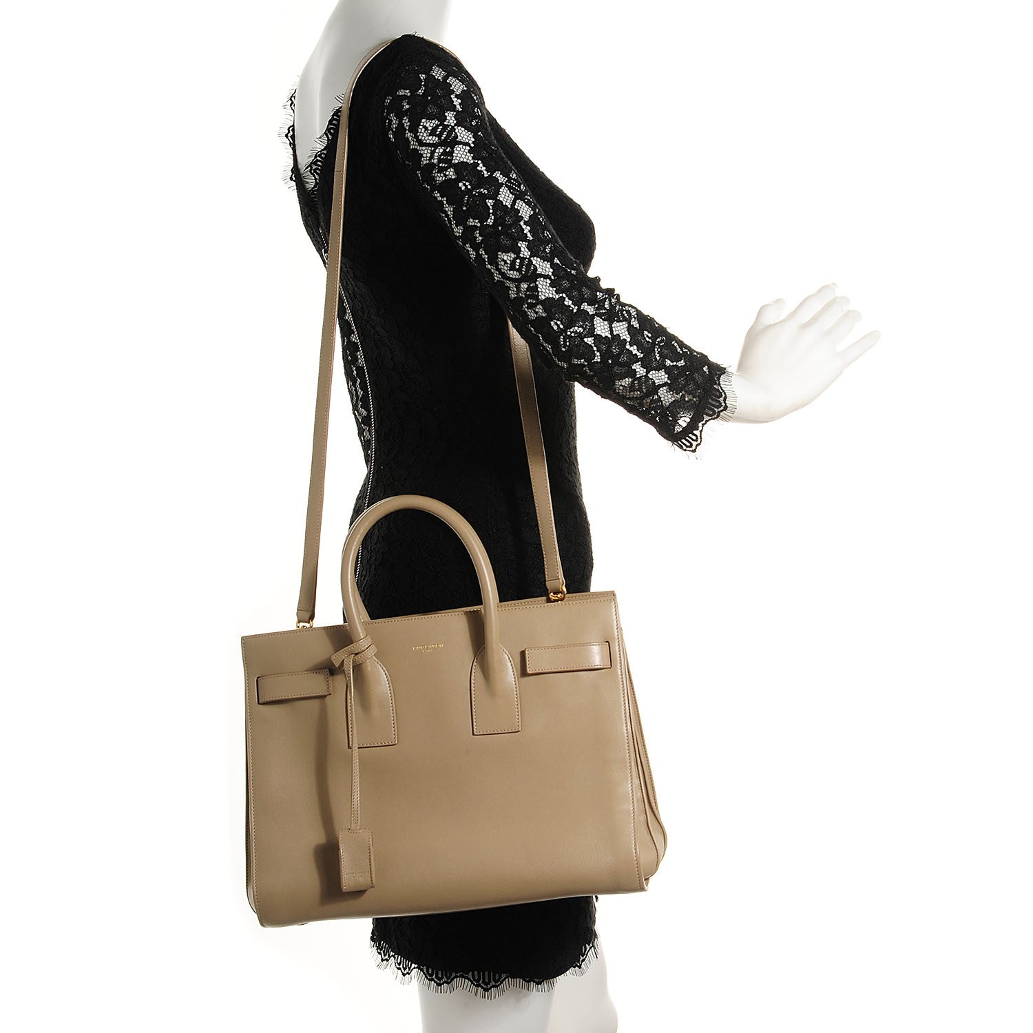 Saint Laurent Calfskin Small Sac De Jour Dark Beige 2 of 8